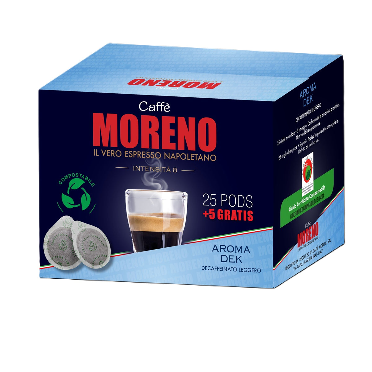 Frontansicht der Verpackung von Caffè Moreno AROMA DEK.