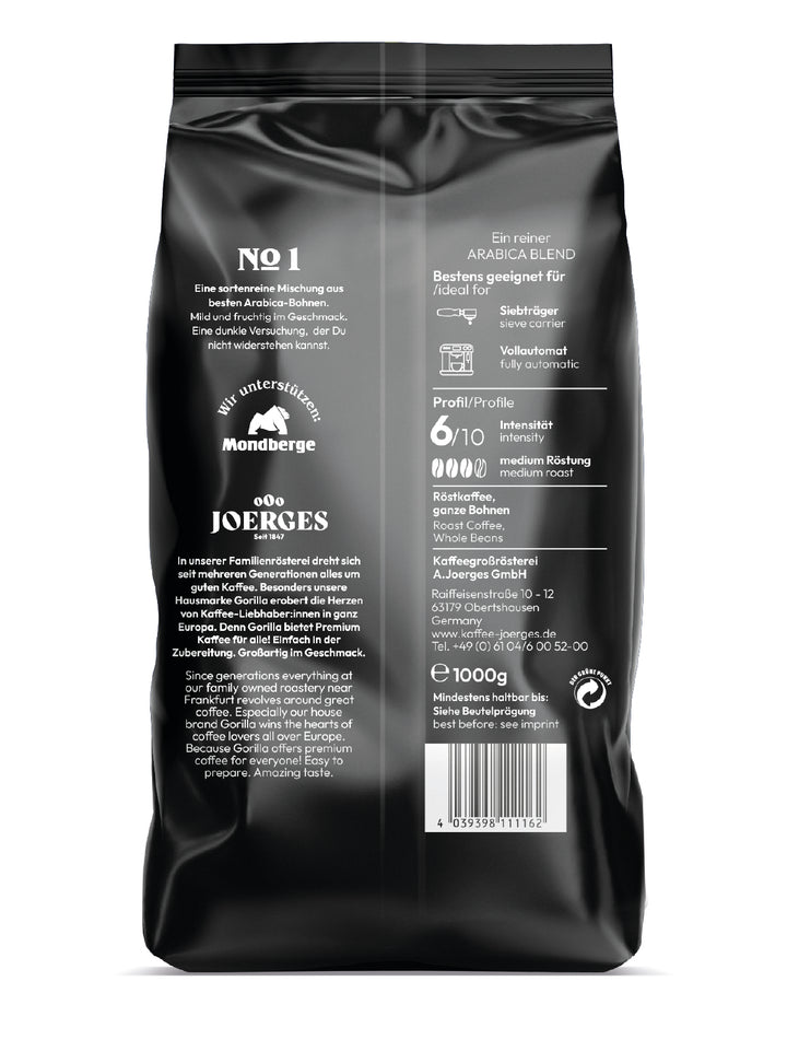 Gorilla Espresso Crema No.1 ganze Bohnen 1kg eine hochwertige Komposition