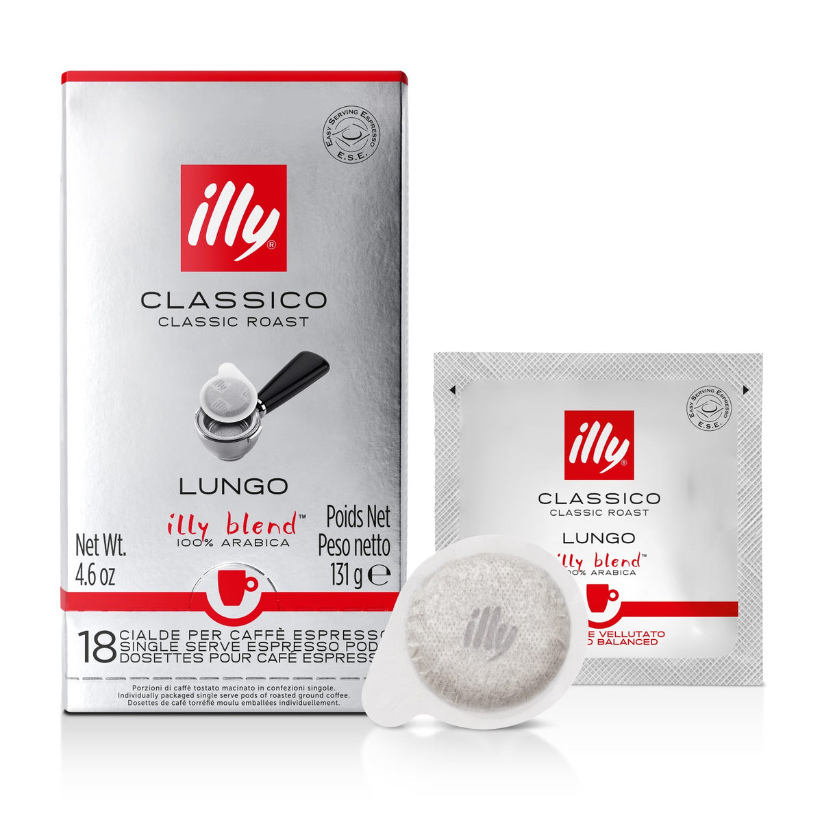 Frontansicht der Verpackung von illy Classico Lungo.