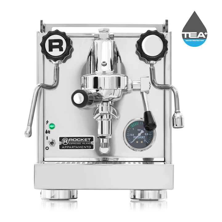 Rocket Appartamento Kompakte Siebträger Espressomaschine schwarz weiß